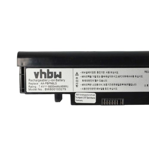 VHBW Notebook akkumulátor  Samsung AA-PBPN6LS, AA-PBPN6LB, AA-PBPN6LW - 6600 mAh 7,4 V Li-Ion, fekete