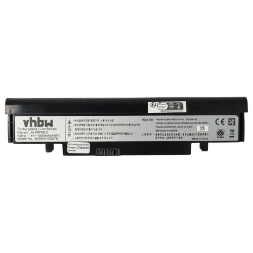 VHBW Notebook akkumulátor  Samsung AA-PBPN6LS, AA-PBPN6LB, AA-PBPN6LW - 6600 mAh 7,4 V Li-Ion, fekete