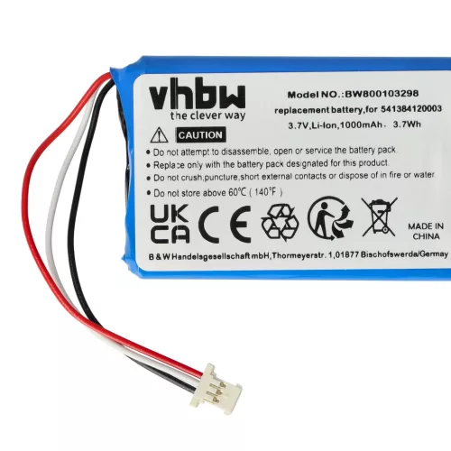VHBW GPS Battery Navigon 541384120003, GTC3601101PO39120, 5411384120002, GTC39110BL08554 - 1000 mAh 3.7 V Li-Ion