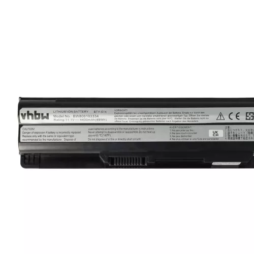 VHBW Notebook Battery Medion BTY-S14, 40029150, 40029231, 40029683 - 4400 mAh 11.1 V Li-Ion, black
