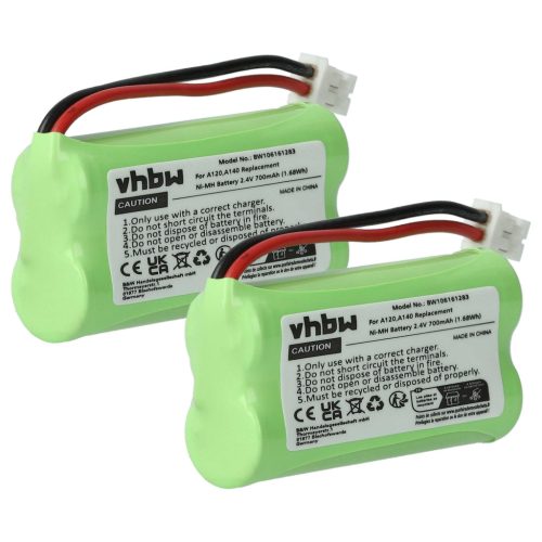 VHBW Vezetékes telefon akkumulátor 55AAAHR2BMX, 220382C1, 220436C1, 41AAAH2BMX - 700 mAh 2,4 V NiMH