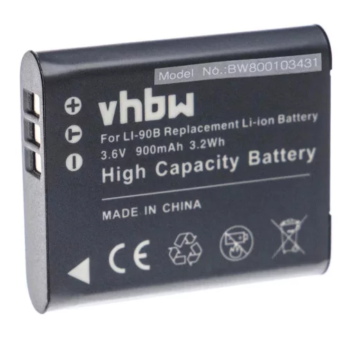 VHBW Akku für Olympus Li-90B, Li-92B - 900 mAh, 3,6 V, Li-Ion