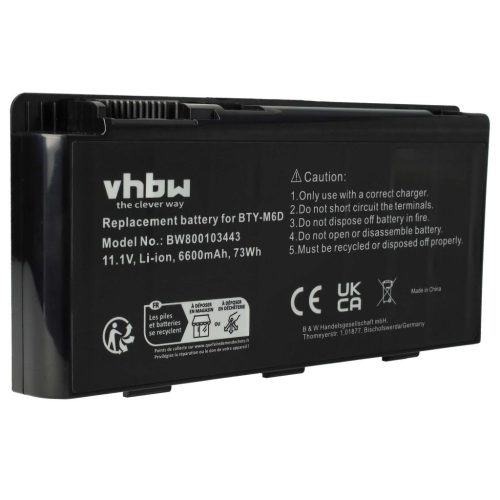 Notebook akkumulátor  Medion BTY-M6D - 6600 mAh 11,1 V Li-Ion, fekete