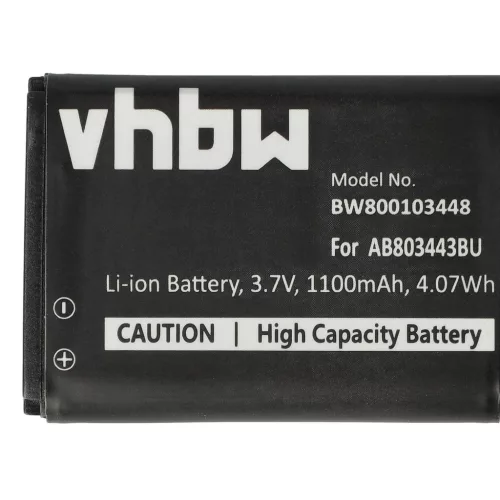 VHBW Mobile Phone Battery for Samsung AB803443BU - 1100 mAh 3.7 V Li-Ion