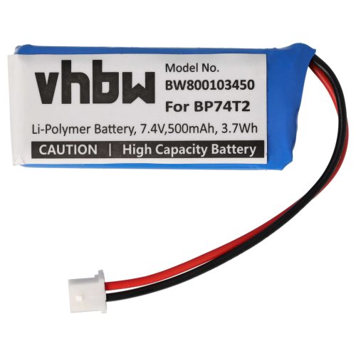 VHBW Handheld Transmitter Battery AAE562438P6H, BP74T2, AE602048P6H - 500 mAh 7.4 V Li-polymer