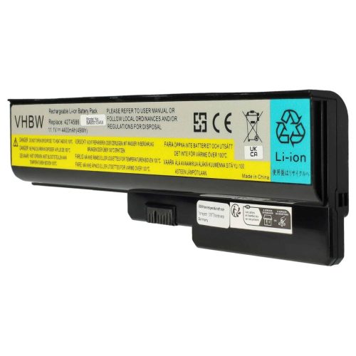 Notebook akkumulátor  Lenovo 42T4725, 45K1743, 42T4583, 42T4726 - 4400 mAh 11,1 V Li-Ion, fekete