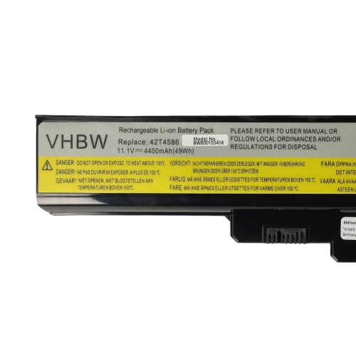 VHBW Notebook akkumulátor  Lenovo 42T4725, 45K1743, 42T4583, 42T4726 - 4400 mAh 11,1 V Li-Ion, fekete