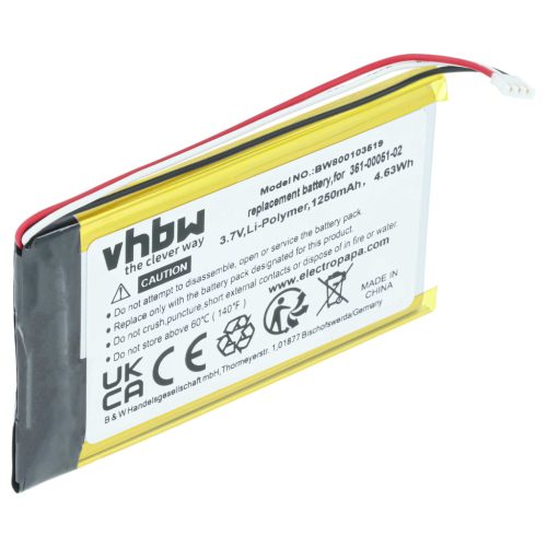 VHBW GPS Akku 361-00051-01, 361-00051-12, 361-00051-02, 361-00051-00 - 1250 mAh 3,7 V Li-Polymer