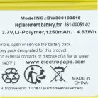 VHBW GPS Akku 361-00051-01, 361-00051-12, 361-00051-02, 361-00051-00 - 1250 mAh 3,7 V Li-Polymer