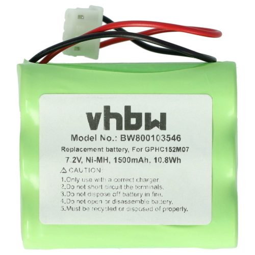 VHBW Battery for AEG GPHC152M07 - 1500 mAh, 7.2 V, NiMH