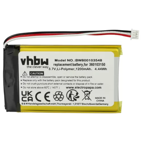 VHBW GPS Battery 360103150 - 1200 mAh 3.7 V Li-Ion