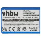 VHBW GPS Akku KE37BE49D0DX3 - 1000 mAh 3,7 V Li-Ion