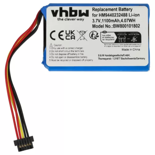 VHBW GPS Battery AHL03714001 - 1100 mAh 3.7 V Li-Ion
