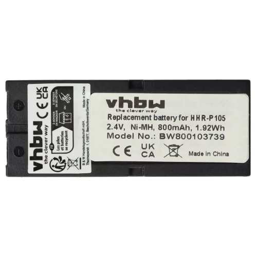 VHBW Vezetékes telefon akku a 86420, BT-1009, HHR-P105, CPH-508, BBTG0658001 telefonokhoz - 800 mAh 2,4 V NiMH