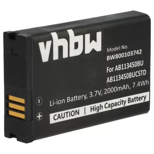 VHBW Mobile Phone Battery Samsung AB113450BU, AB113450BUCSTD - 2000 mAh 3.7 V Li-Ion