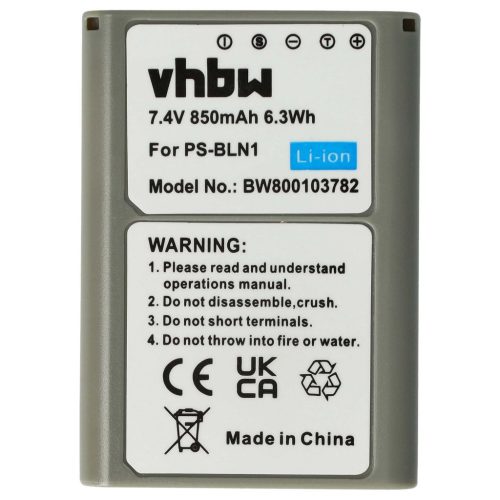 VHBW Akku für Olympus PS-BLN1 - 850 mAh, 7,6 V, Li-Ion mit Informationschip