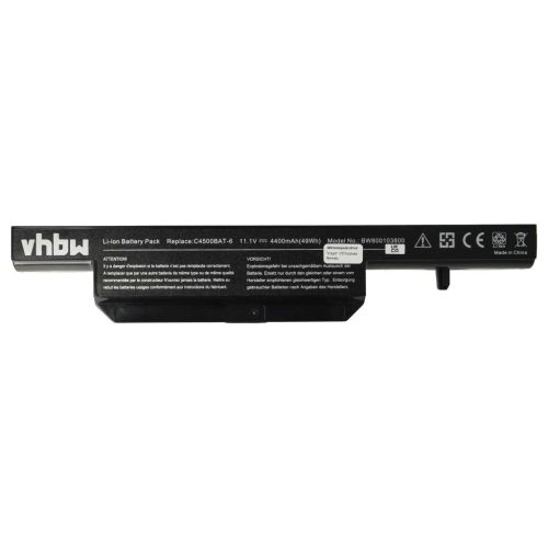 VHBW Notebook battery for 6-87-c480s-4g41, 6-87-C480S-4G4 - 4400 mAh 11.1 V Li-Ion, black