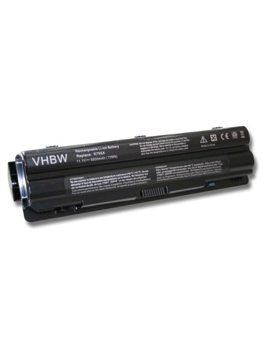 Notebook akkumulátor  Dell 0R4CN5, 0JWPHF, 312-1123, 08PGNG, 0J70W7 - 6600 mAh 11,1 V Li-Ion, fekete