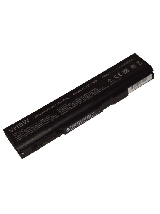 Notebook akkumulátor  Toshiba PABAS223, PA3788, PA3788U-1BRS - 4400 mAh 10,8 V Li-Ion, fekete