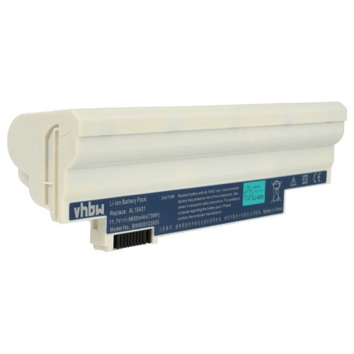 Notebook akkumulátor  Acer AL10BW, AK.006BT.074, AK.003BT.071 - 6600 mAh 11,1 V Li-Ion, fehér