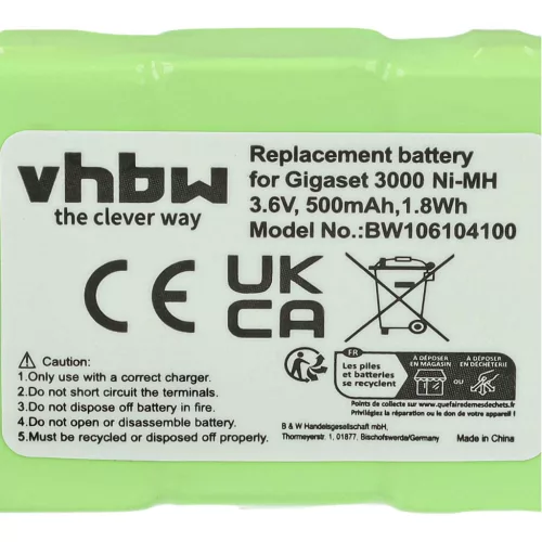 VHBW Kabelloser Telefonakku Siemens T325, NS3109, GPF6M3BMX, 3QNF3550 - 500 mAh 3,6 V NiMH