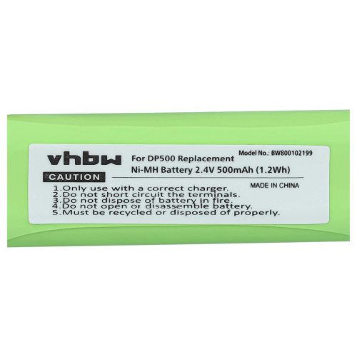 VHBW Battery GPHC05RN01, GP1010, VT50AAAALH2BMJZ - 500 mAh 2.4 V NiMH