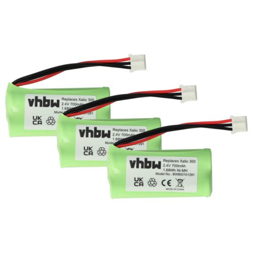 VHBW Vezeték nélküli telefon akkumulátor H-AAA500X2 - 700 mAh 2,4 V NiMH