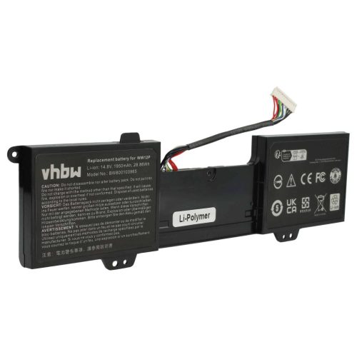 VHBW Notebook akkumulátor  Dell 9YXN1, CN-09YXN1, TR2F1, WW12P - 1950 mAh 14,8 V Li-polimer, fekete