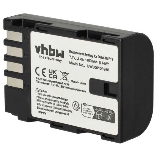 VHBW Panasonic DMW-BLF19E, DMW-BLF19 Akku - 1100 mAh, 7,2 V, Li-Ion