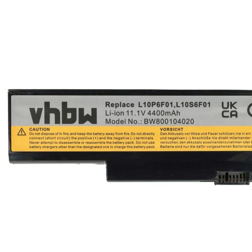 VHBW Notebook Battery Lenovo L10P6F01, 57Y6626, 57Y6625, L10S6F01 - 4400 mAh 11.1 V Li-Ion, black