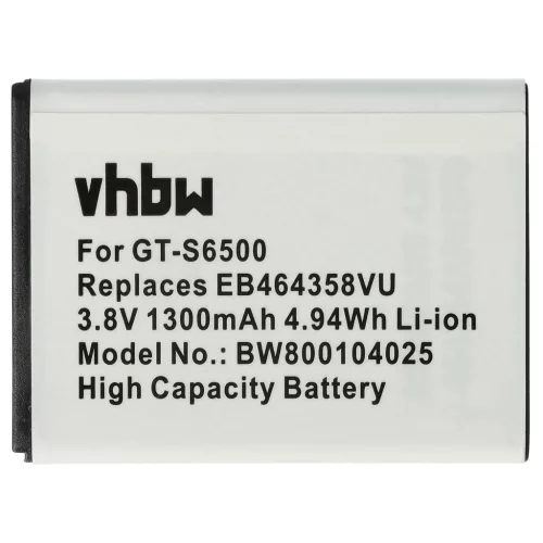 VHBW Mobile Phone Battery for Samsung EB464358VUBSTD, EB464358VU - 1300 mAh 3.7 V Li-Ion
