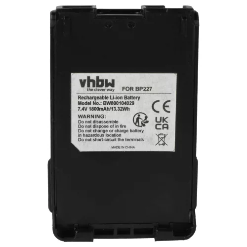 VHBW Radio Akku Icom BP-227 - 1800 mAh 7,4 V Li-Ion