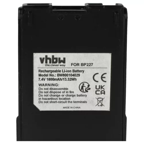 VHBW Radio Akku Icom BP-227 - 1800 mAh 7,4 V Li-Ion
