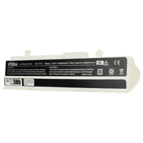 Notebook akkumulátor  Asus A31-1015, A32-1015, AL31-1015, PL32-1015 - 6600 mAh 11,1 V Li-Ion, fehér