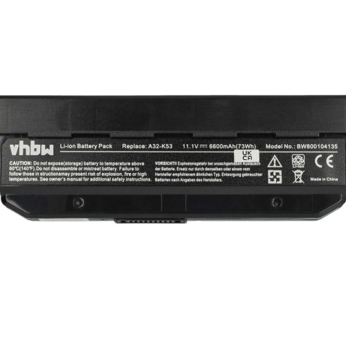 Notebook akkumulátor  Asus A31-K53, 07G016H31875M, 0B20-00X50AS - 6600 mAh 11,1 V Li-Ion, fekete