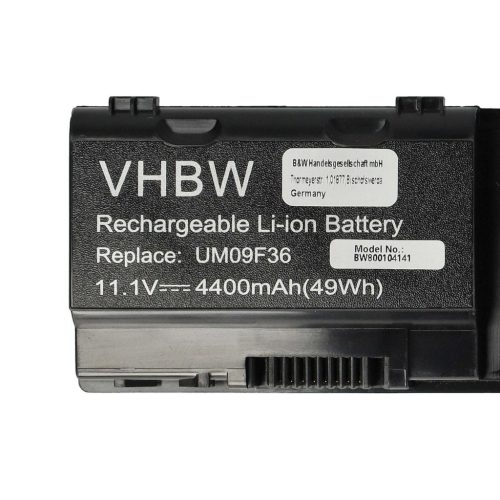 VHBW Notebook akkumulátor  Acer 3ICR19/66-2, AK.006BT.069, 934T2053F - 4400 mAh 11,1 V Li-Ion, fekete