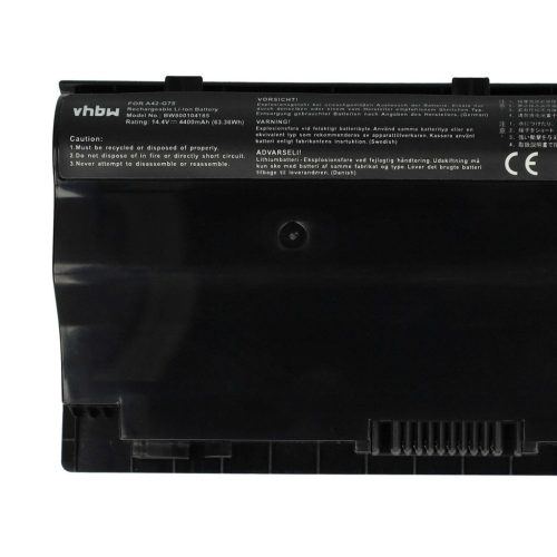 Notebook akkumulátor  Asus A42-G75 - 4400 mAh 14,8 V Li-Ion, fekete
