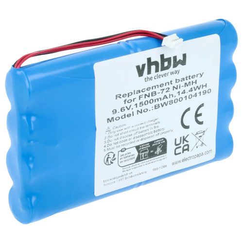 VHBW Radio Akku FNB-72xh, FNB-72xx, FNB-72x, FNB-72xe, FNB-85, FNB-72 - 1500 mAh 9,6 V NiMH