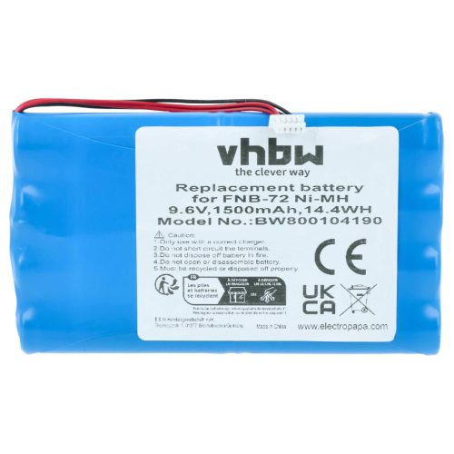 VHBW Radio Akku FNB-72xh, FNB-72xx, FNB-72x, FNB-72xe, FNB-85, FNB-72 - 1500 mAh 9,6 V NiMH