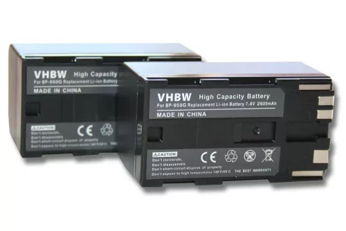 VHBW Videokamera Akku BP-975, BP-955, BP-925, BP-950G - 3600 mAh 7,4 V Li-Ion