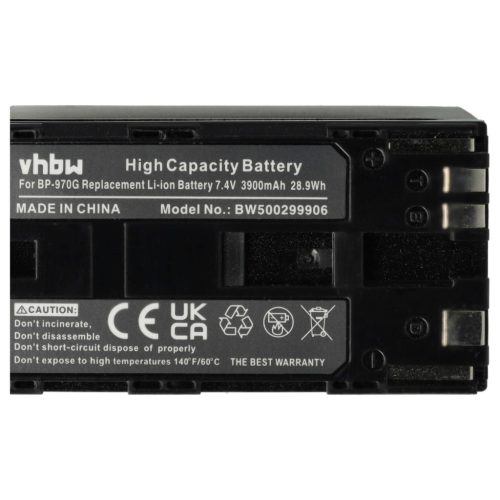 VHBW Videokamera Akku BP-955, BP-925, BP-975, BP-970G - 6000 mAh 7,4 V Li-Ion