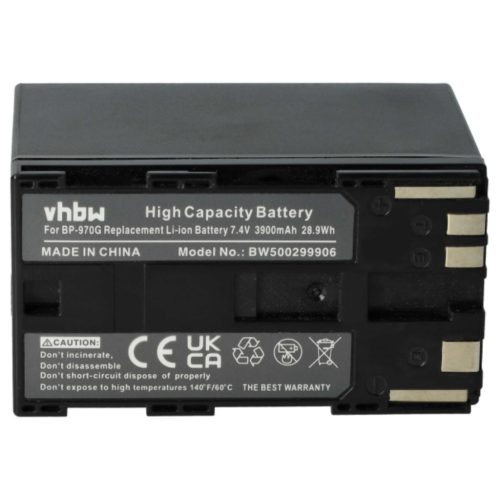 VHBW Videokamera Akku BP-955, BP-925, BP-975, BP-970G - 6000 mAh 7,4 V Li-Ion