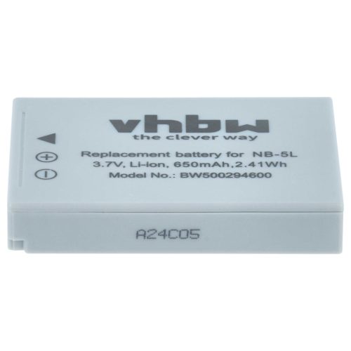VHBW Akkumulátor Canon NB-5L - 650 mAh 3,6 V Li-Ion