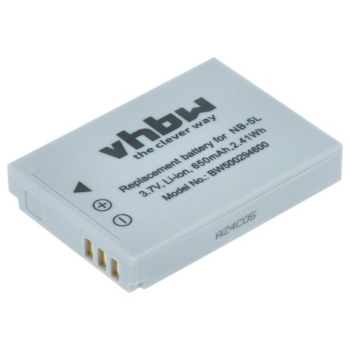 VHBW Akkumulátor Canon NB-5L - 650 mAh 3,6 V Li-Ion