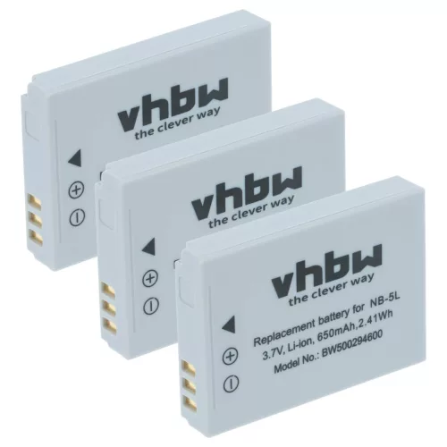 VHBW Akku Canon NB-5L - 650 mAh 3,6 V Li-Ion