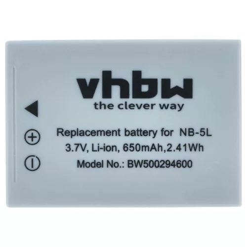 VHBW Akku Canon NB-5L - 650 mAh 3,6 V Li-Ion