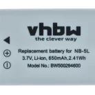 VHBW Akku Canon NB-5L - 650 mAh 3,6 V Li-Ion