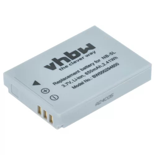 VHBW Akku Canon NB-5L - 650 mAh 3,6 V Li-Ion
