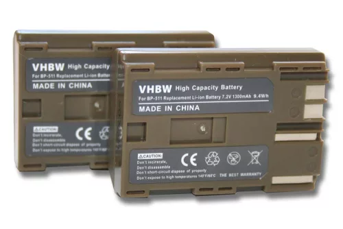 VHBW Akku Canon BP-508, BP-535, BP-511A, BP-511, BP-522, BP-512, BP-514 - 1300 mAh 7,2 V Li-Ion