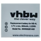 VHBW Akku Canon NB-4L Ersatz - 600 mAh 3,6 V Li-Ion
